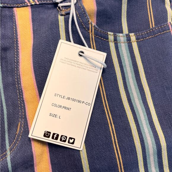 Judy Blue Striped High Waist Jean Shorts Size Large NWT - Picture 8 of 12